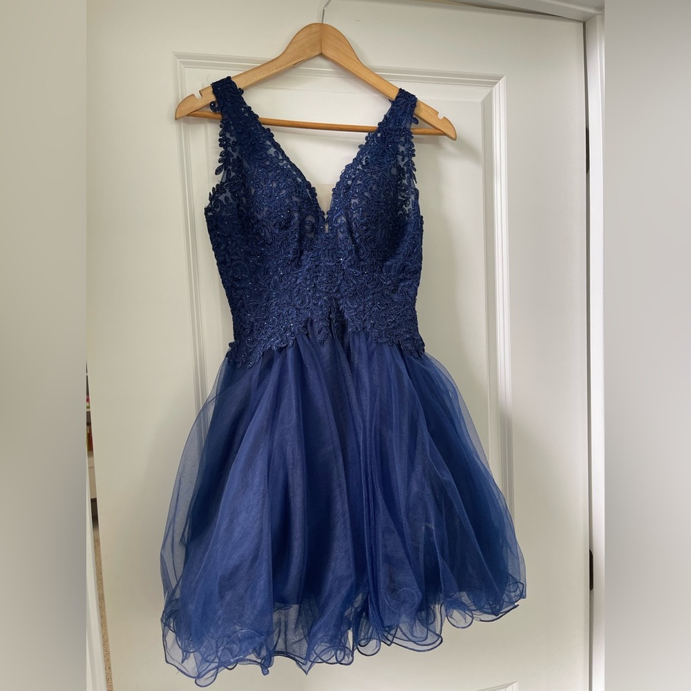 Navy blue Flare Short Dress